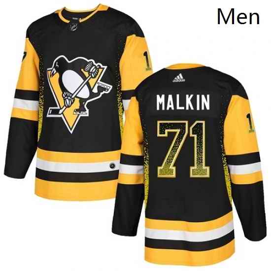 Mens Adidas Pittsburgh Penguins 71 Evgeni Malkin Authentic Black Drift Fashion NHL Jersey